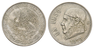 Мексика 1 песо 1970 Хосе Мария Морелос KM 460 медно-никель 4148-556