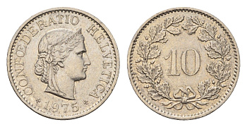 Швейцария 10 раппенов 1975 KM 27 медно-никель 4685-257
