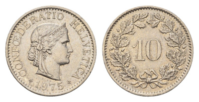 Швейцария 10 раппенов 1975 KM 27 медно-никель 4685-257