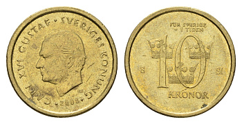 Швеция 10 крон 2008 Карл XVI Густав (1973-) KM 895 нордик 4642-856
