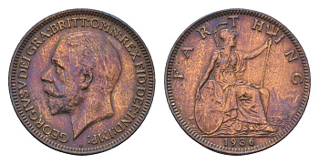 Великобритания 1 фартинг 1936 Георг V (1910-1936) KM 825, Spink 4061 бронза 4516-256