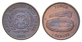 Тонга 2 сенити 1975 ФАО - Планирование семьи KM 43 бронза UNC 4685-618