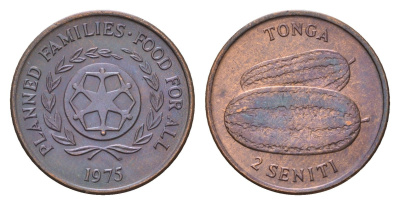 Тонга 2 сенити 1975 ФАО - Планирование семьи KM 43 бронза UNC 4685-618