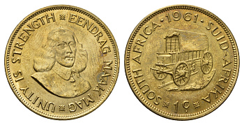 ЮАР 1 цент 1961 Ян ван Рибек KM 57 латунь UNC 4692-221