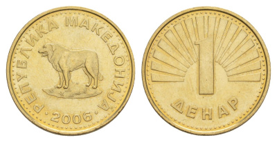 Македония 1 денар 2006  KM 2 латунь UNC 4633-1047