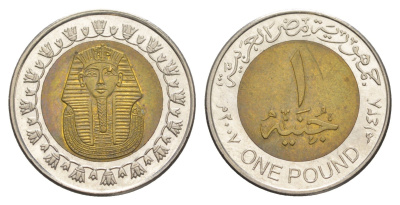 Египет 1 фунт 2007 KM 940a биметалл aUNC 4650-154