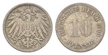 Германия 10 пфеннигов 1900 D KM 12, J. 13 медно-никель 4696-711