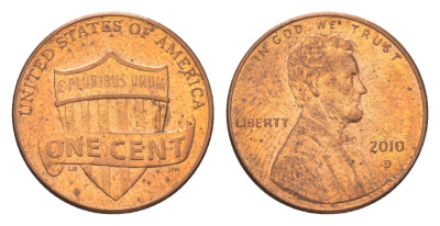 США 1 цент 2010 D, Авраам Линкольн KM 468 цинк плакированный медью UNC 4627-1069