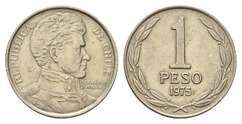 Чили 1 песо 1975 год-тип KM 207 медно-никель 4141-114