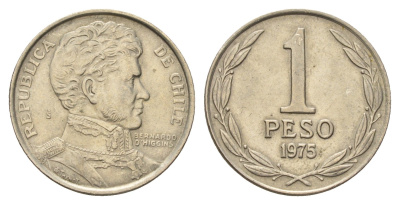 Чили 1 песо 1975 год-тип KM 207 медно-никель 4141-114