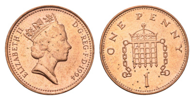 Великобритания 1 пенни 1994 Елизавета II (1952-2022) KM 935a, Spink 4391 (B4) сталь плакированная медью 4685-157