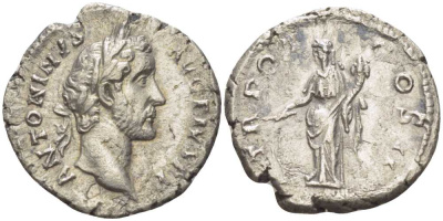 Римская Империя денарий 139 Антонин Пий, ANTONINVS AVG PIVS P P / TR POT COS II, Рим, Good Very fine RIC 49 серебро 1073-3-4-5