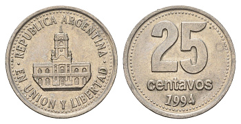 Аргентина 25 сентаво 1994 ратуша Буэнос-Айреса KM 110a медно-никель 4575-756