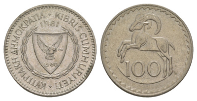 Кипр 100 милей 1981 KM 42 медно-никель UNC 4652-424