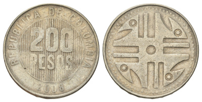Колумбия 200 песо 2008 KM 287 медь цинк никель 4159-622