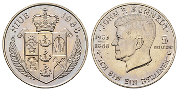 Ниуэ 5 долларов 1988 Джон Кеннеди KM 17 медно-никель BU 1101-1-52