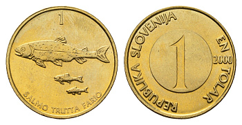 Словения 1 толар 2000 KM 4 латунь UNC 4402-344