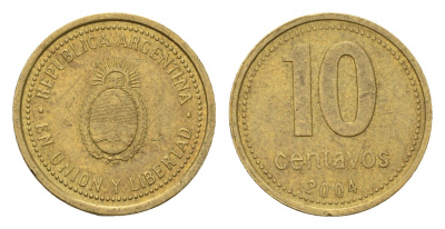 Аргентина 10 сентаво 2004 KM 107 алюминиевая бронза 4679-758