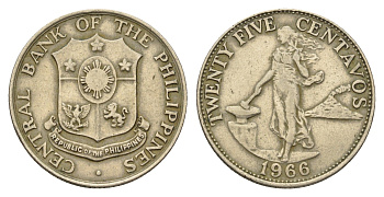 Филиппины 25 сентаво 1966 KM 189 медь никель цинк 4579-1054