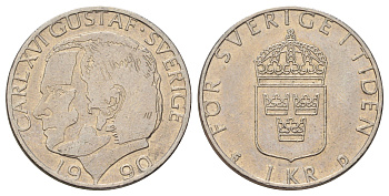 Швеция 1 крона 1990 Карл XVI Густав (1973-) KM 852a медно-никель 4671-347