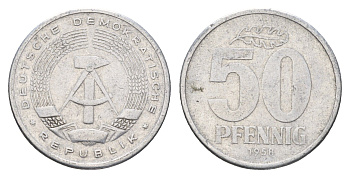 ГДР 50 пфеннигов 1958 KM 12.1 алюминий 4641-1135