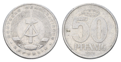 ГДР 50 пфеннигов 1958 KM 12.1 алюминий 4641-1135