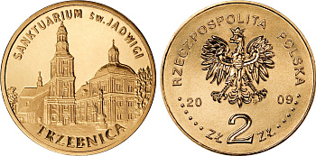 Польша 2 злотых 2009 MW, серия города Польши, Тшебница (Trzebnica) KM 711 нордик UNC 4676-615