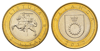 Литва 2 лита 2012 Курорты Литвы - Паланга KM 186.1 биметалл UNC 4695-455