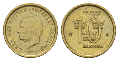 Швеция 10 крон 2002 Карл XVI Густав (1973-) KM 895 нордик 4642-554