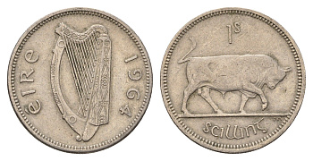 Ирландия 1 шиллинг 1964 бык KM 14a медно-никель 4175-1234