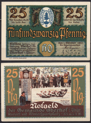 Германия, Оберхоф 25 пфеннигов 1921 Нотгельд бумага 7555-59-2-2