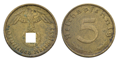Германия 5 рейхспфеннигов 1937 A KM 91, J. 363 алюминиевая бронза 4685-429