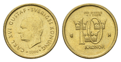 Швеция 10 крон 2005 Карл XVI Густав (1973-) KM 895 нордик 4642-746