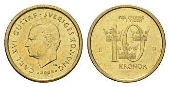 Швеция 10 крон 2008 Карл XVI Густав (1973-) KM 895 нордик 4642-843