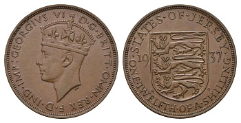 Джерси 1/12 шиллинга 1937 Георг VI (1936-1952) KM 18 бронза 4607-723
