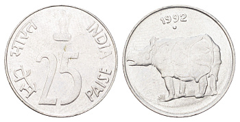 Индия 25 пайс 1992 KM 54 нержавеющая сталь UNC 4701-126