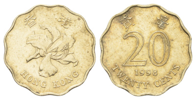 Гонконг 20 центов 1998 KM 67 никель латунь aUNC 4701-239