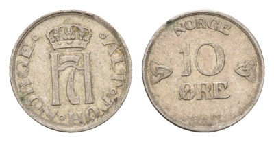 Норвегия 10 эре 1917 Хокон VII (1905-1957) KM 372 серебро 4115-1051