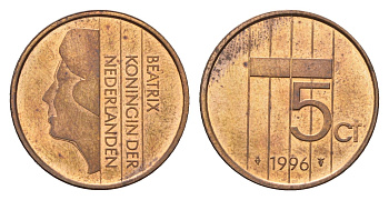 Нидерланды 5 центов 1996 Беатрикс (1980-2013) KM 202 бронза 4685-139