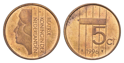 Нидерланды 5 центов 1996 Беатрикс (1980-2013) KM 202 бронза 4685-139