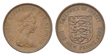 Джерси 1 пенни 1980 Елизавета II (1952-2022), герб KM 30 бронза 4690-243