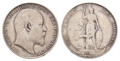 Великобритания 2 шиллинга (флорин) 1906 Эдуард VII (1901-1910) KM 801, Spink 3981 серебро 413-2143