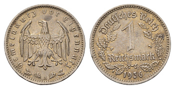 Германия 1 рейхсмарка 1936 A KM 78, J. 354 никель 633-745