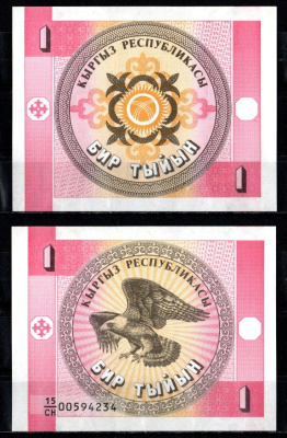 Киргизия 1 тыйын ND (1993) Pick 1 a бумага aUNC 8602-41-2-1