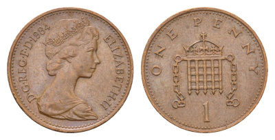 Великобритания 1 пенни 1984 Елизавета II (1952-2022) KM 927, Spink 4238 (B2) бронза 4685-154