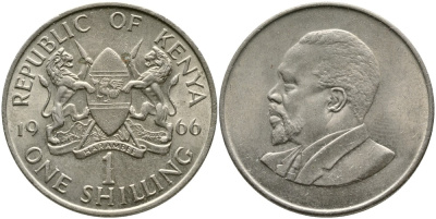 Кения 1 шиллинг 1966 Джомо Кениата KM 5 медно-никель 4529-951