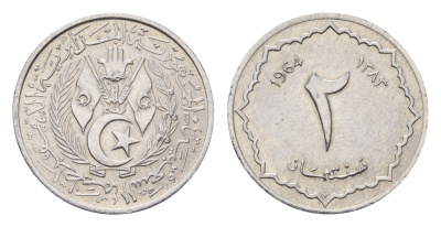 Алжир 2 сантима 1964 год-тип KM 95 алюминий UNC 188-511