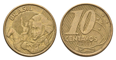 Бразилия 10 сентаво 2007 KM 649 сталь плакированная латунью 4686-752
