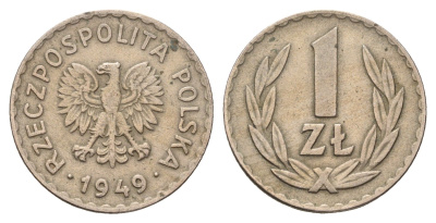 Польша 1 злотый 1949 год-тип Y 45 медно-никель 86-1214