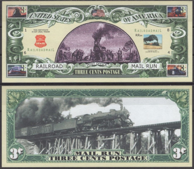 США 3 цента 2002 Железнодорожная почта бумага UNC (пресс) 7197-23-3